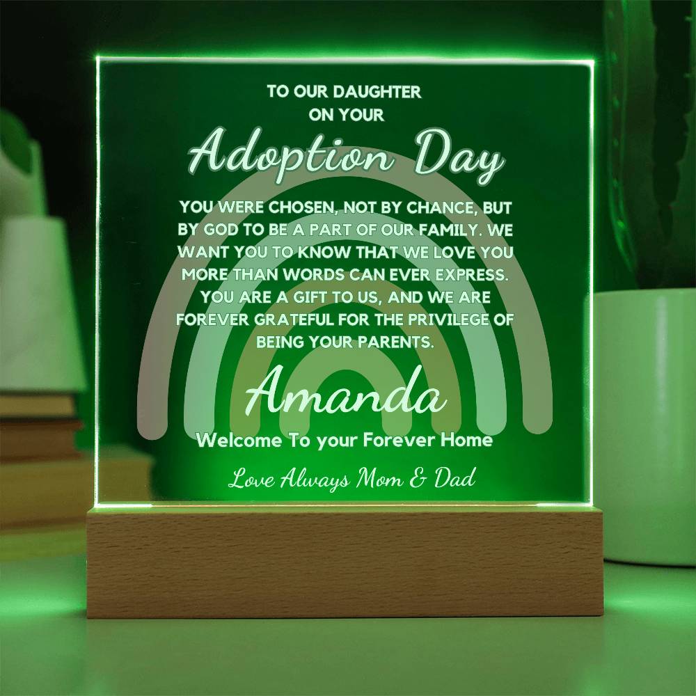 Adoption Day Gift - You Were Chosen | Personalized Acrylic Plaque | Gift From Mom & Dad