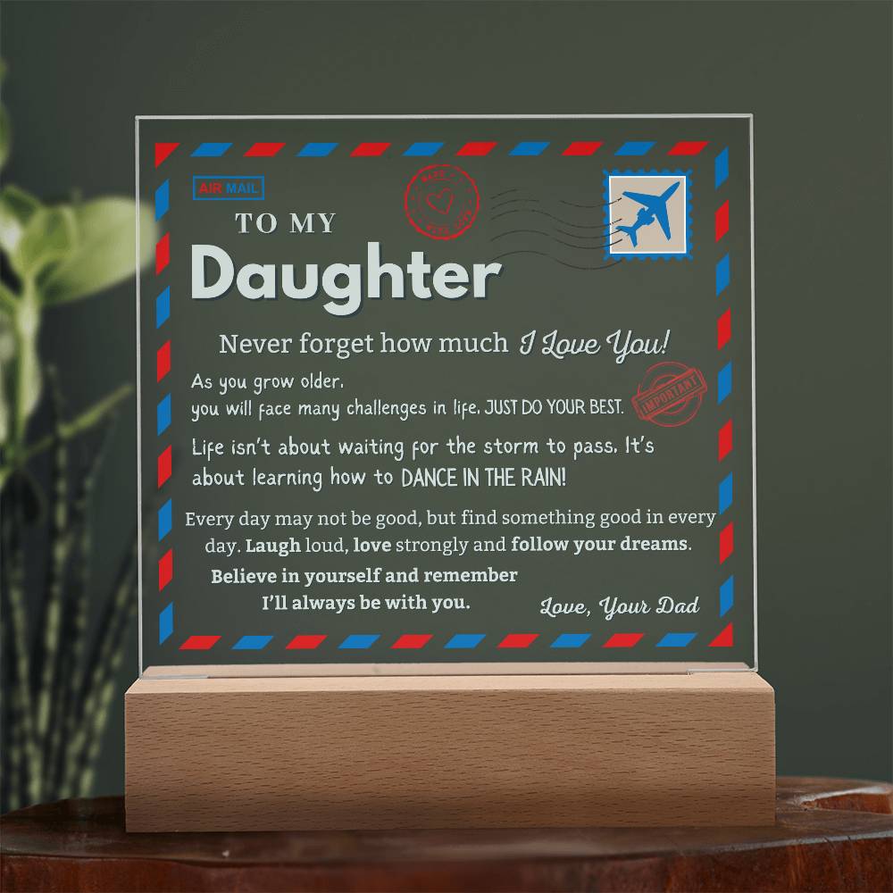 Dad to Daughter Heartfelt Acrylic Plaque | Special Keepsake with LED Light