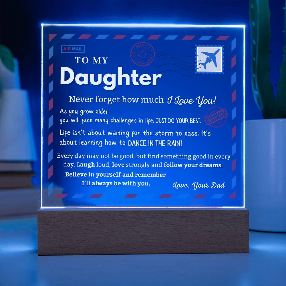 Dad to Daughter Heartfelt Acrylic Plaque | Special Keepsake with LED Light