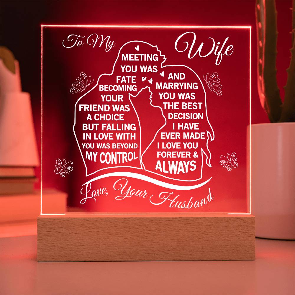To My Beautiful Wife - Romantic LED Acrylic Plaque from Husband
