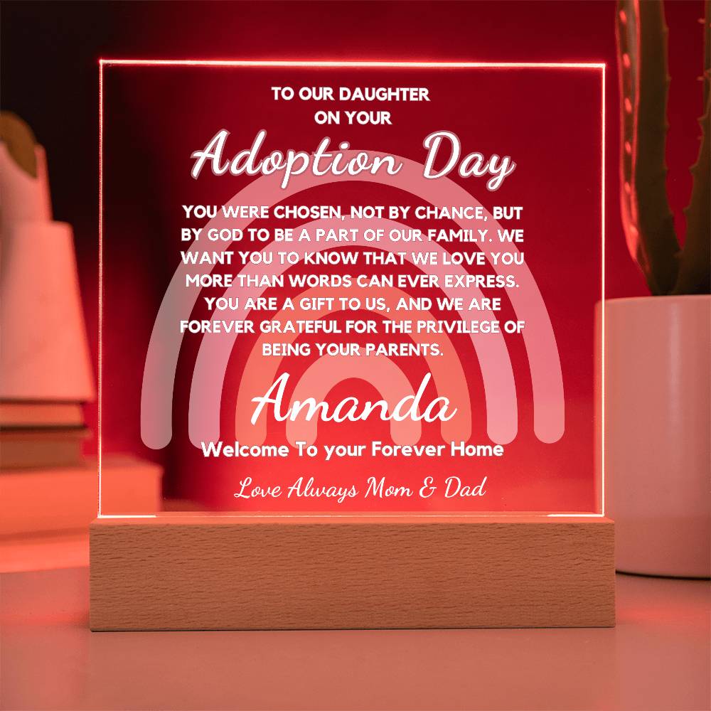 Adoption Day Gift - You Were Chosen | Personalized Acrylic Plaque | Gift From Mom & Dad