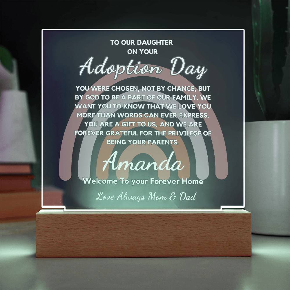 Adoption Day Gift - You Were Chosen | Personalized Acrylic Plaque | Gift From Mom & Dad
