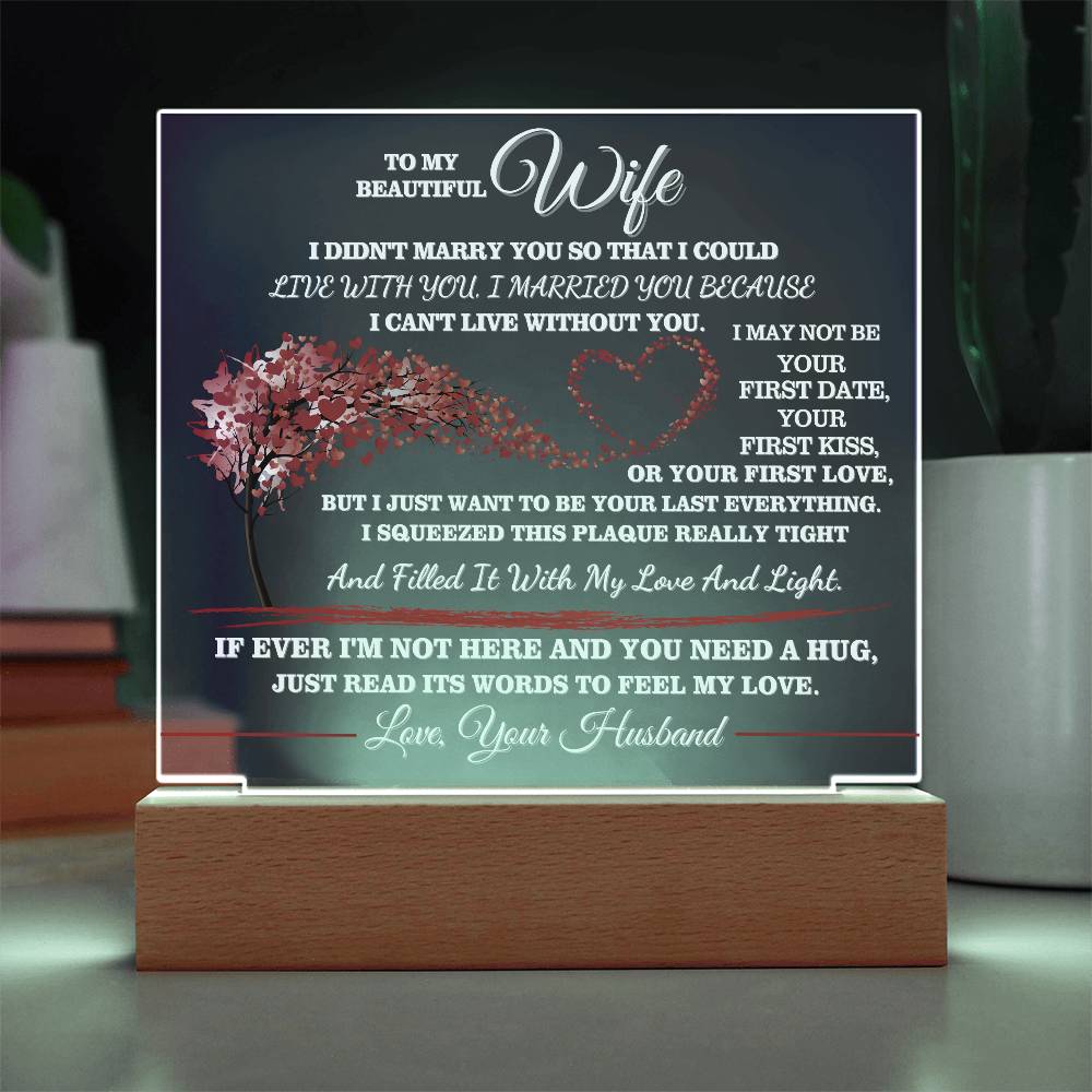 To My Beautiful Wife - Romantic LED Acrylic Plaque