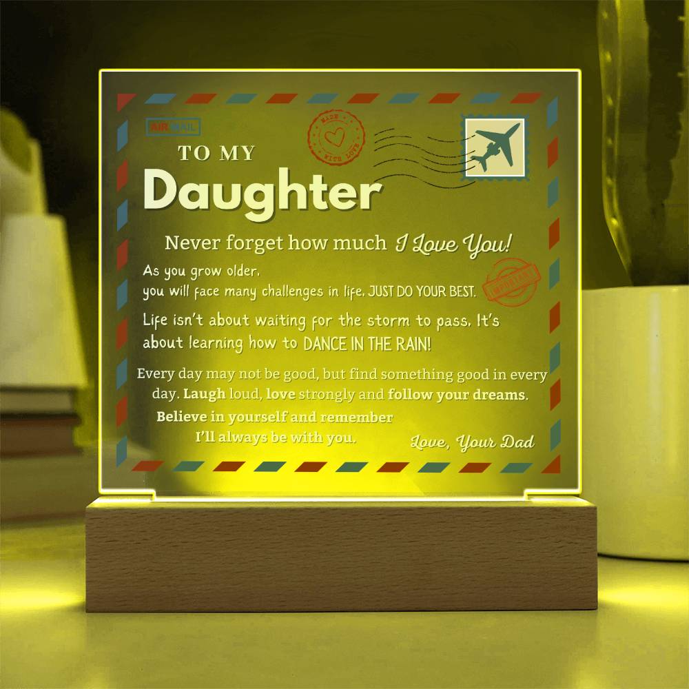 Dad to Daughter Heartfelt Acrylic Plaque | Special Keepsake with LED Light