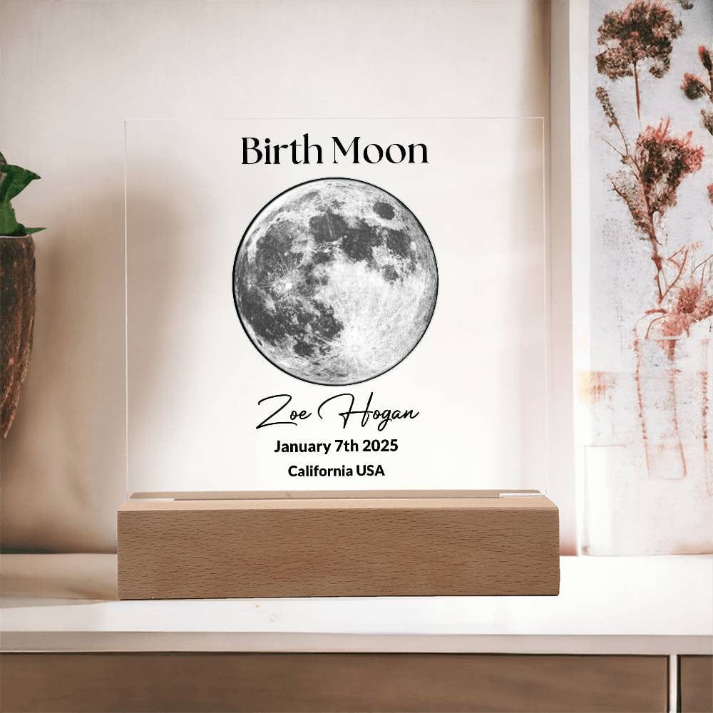 Birth Moon Plaque | Custom LED Acrylic Night Light Gift