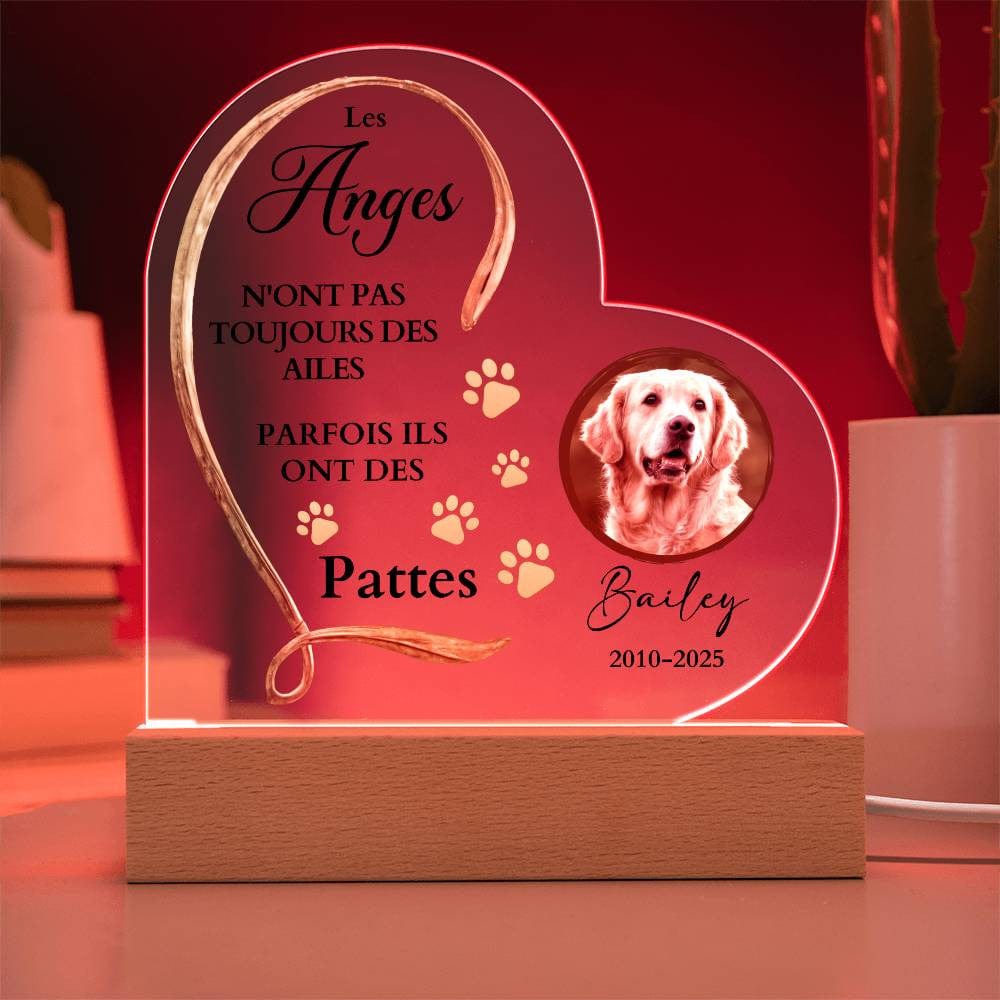 Plaque Commémorative LED en Cœur pour Animal de Compagnie