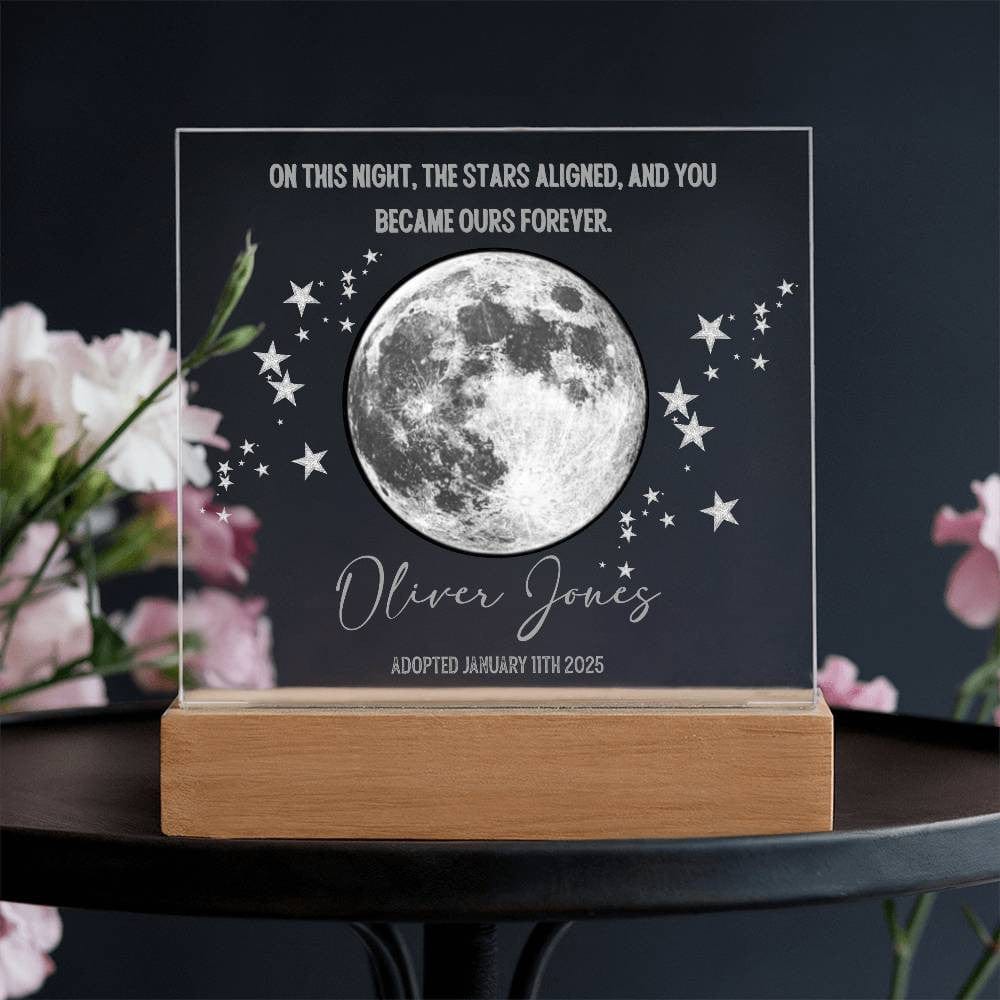 Adoption Keepsake | Personalized Moon Phase Acrylic Square Plaque