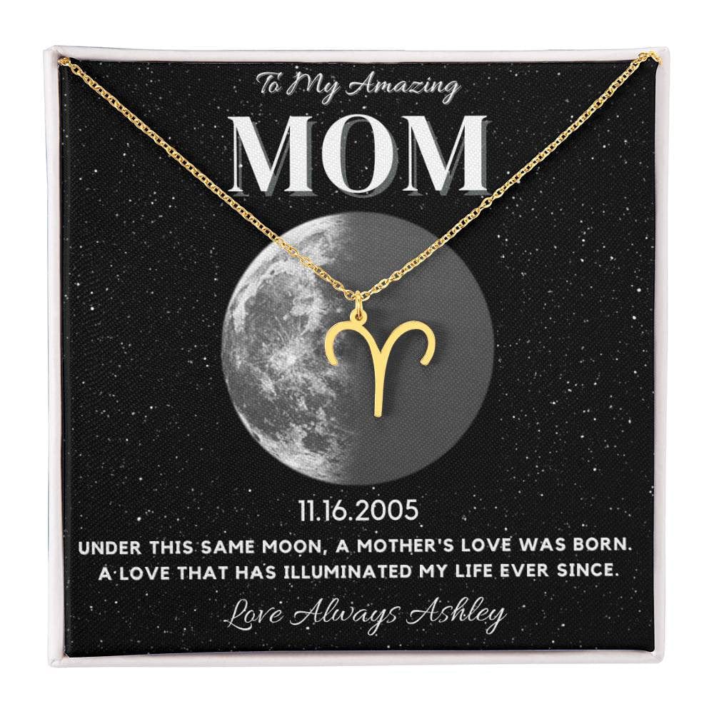 ✨ Zodiac & Moon Phase Necklace – A Personalized Gift for Moms ✨