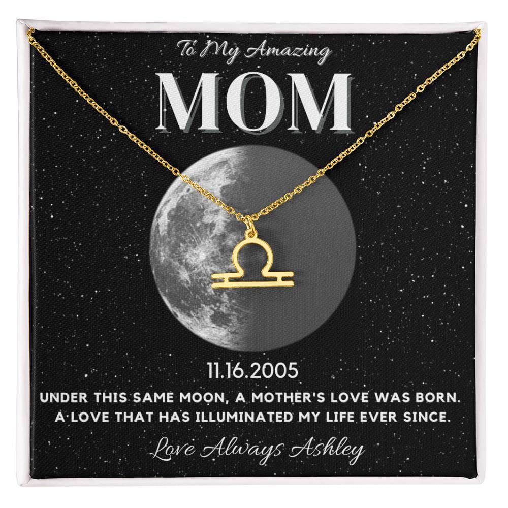✨ Zodiac & Moon Phase Necklace – A Personalized Gift for Moms ✨