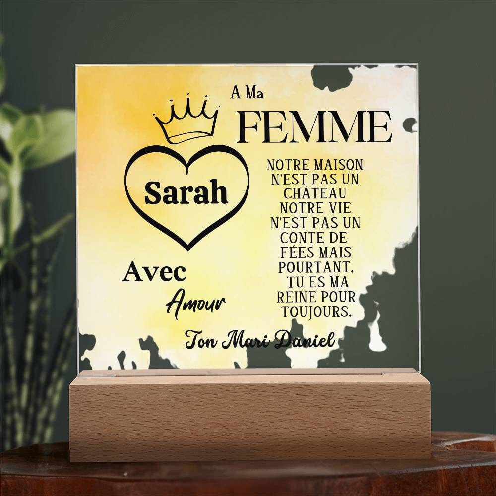 Cadeau Romantique pour Epouse | Plaque en Acrylique Personnalisée