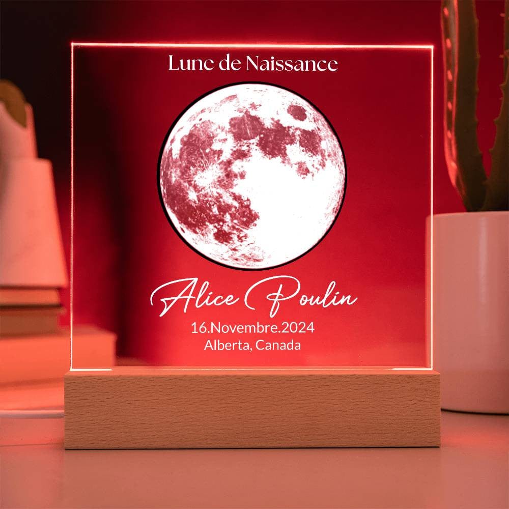 Lune Personnalisée | Plaque Led Votre Phase Lunaire - Nom, Date & Lieu