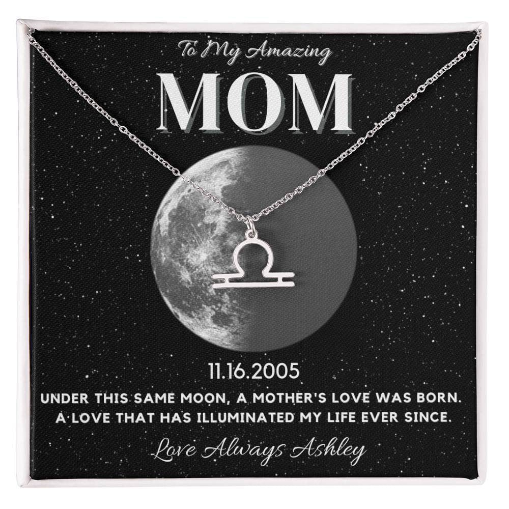 ✨ Zodiac & Moon Phase Necklace – A Personalized Gift for Moms ✨