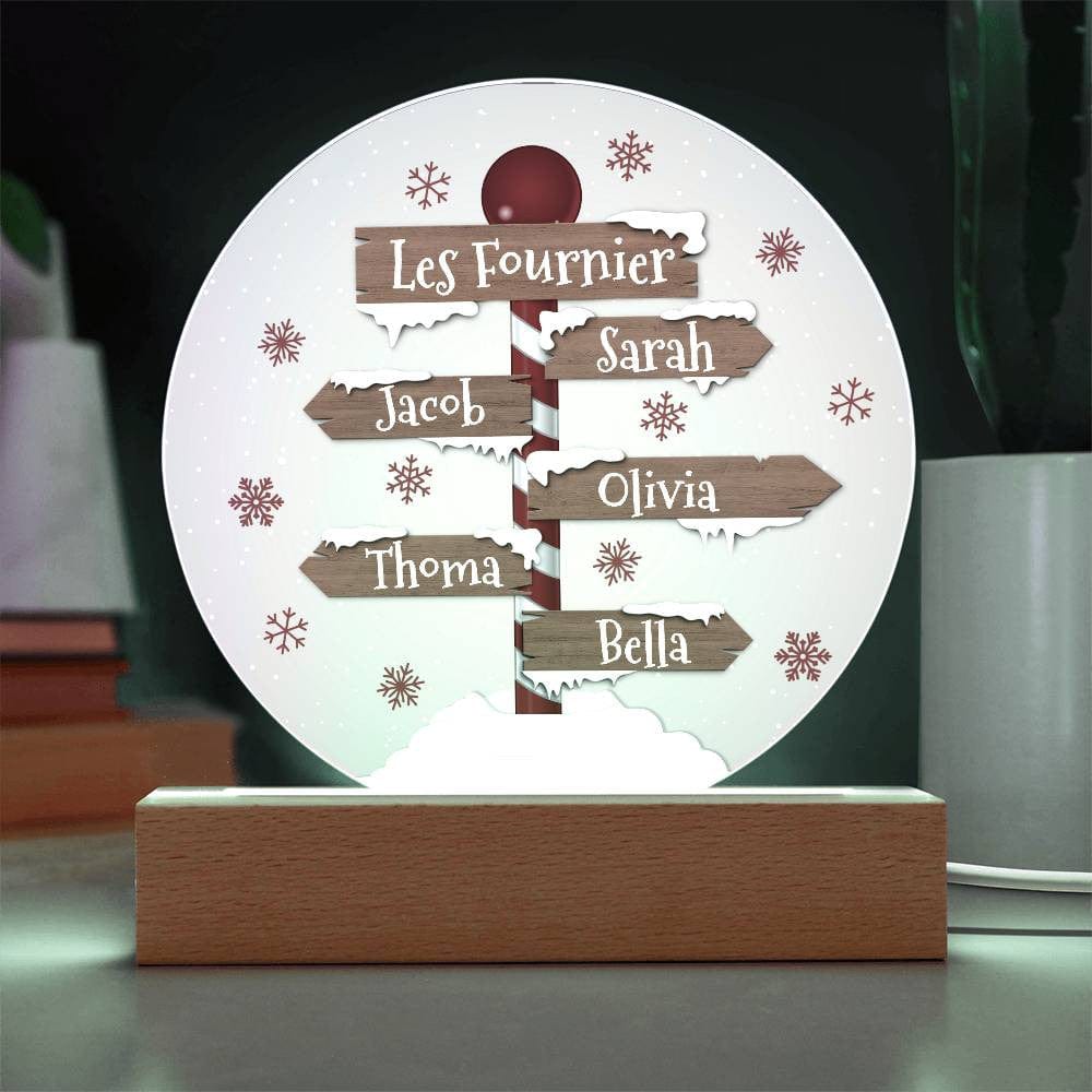 Cadeau Unique de Noël | Panneau Pôle Nord avec Prénoms | Cadeau LED de Noël