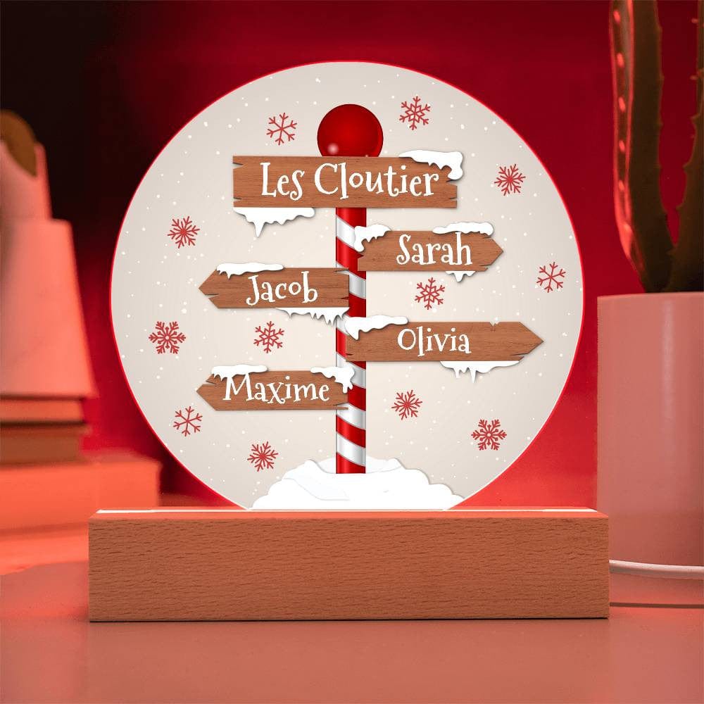 Cadeau Unique de Noël | Panneau Pôle Nord avec Prénoms | Cadeau LED de Noël