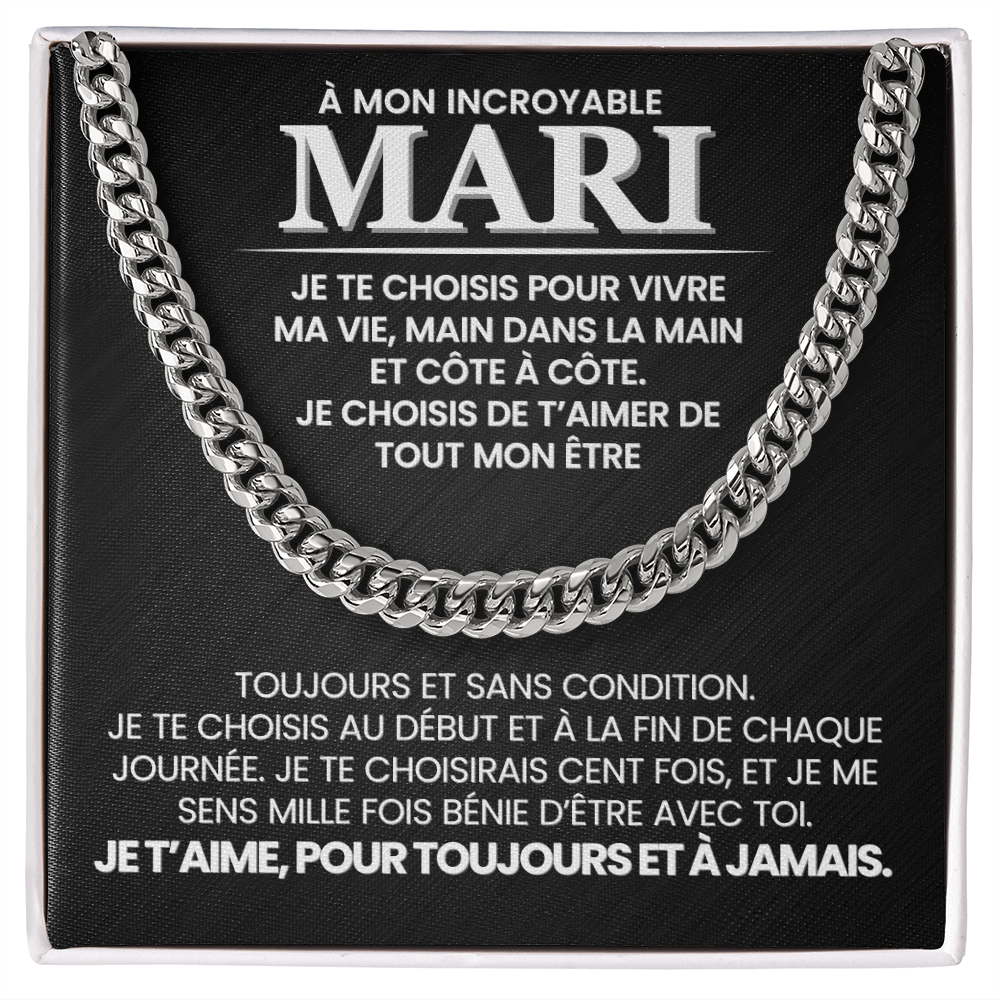 Collier en argent avec texte émouvant pour Saint-Valentin pour homme