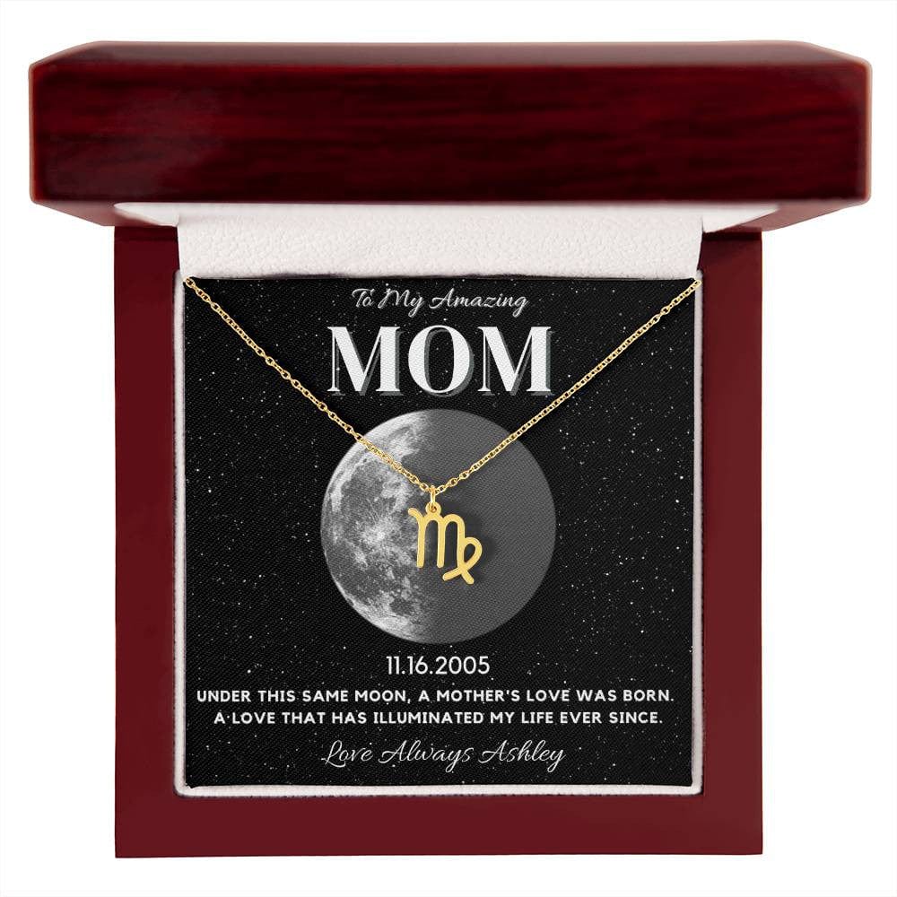 ✨ Zodiac & Moon Phase Necklace – A Personalized Gift for Moms ✨