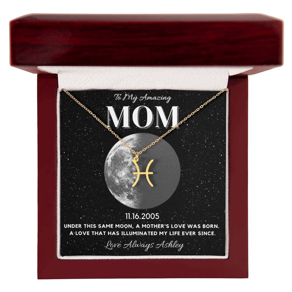 ✨ Zodiac & Moon Phase Necklace – A Personalized Gift for Moms ✨