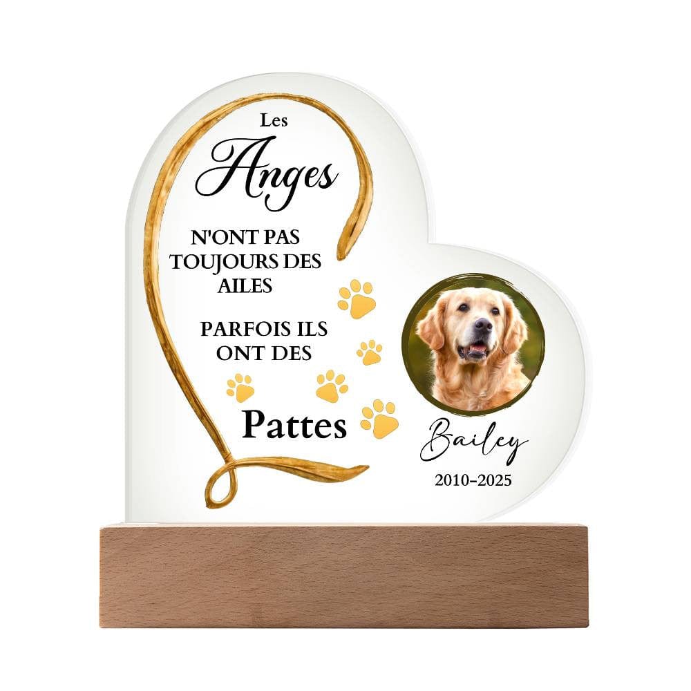 Plaque Commémorative LED en Cœur pour Animal de Compagnie