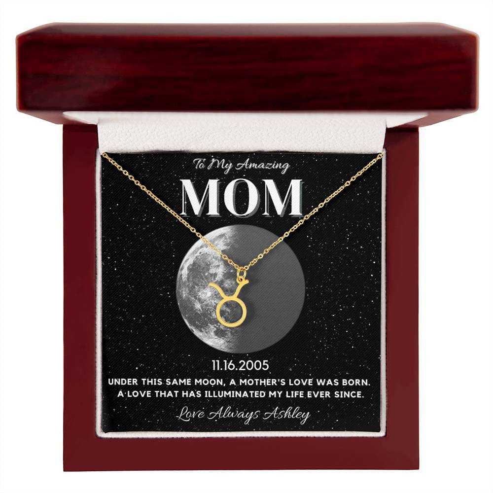 ✨ Zodiac & Moon Phase Necklace – A Personalized Gift for Moms ✨