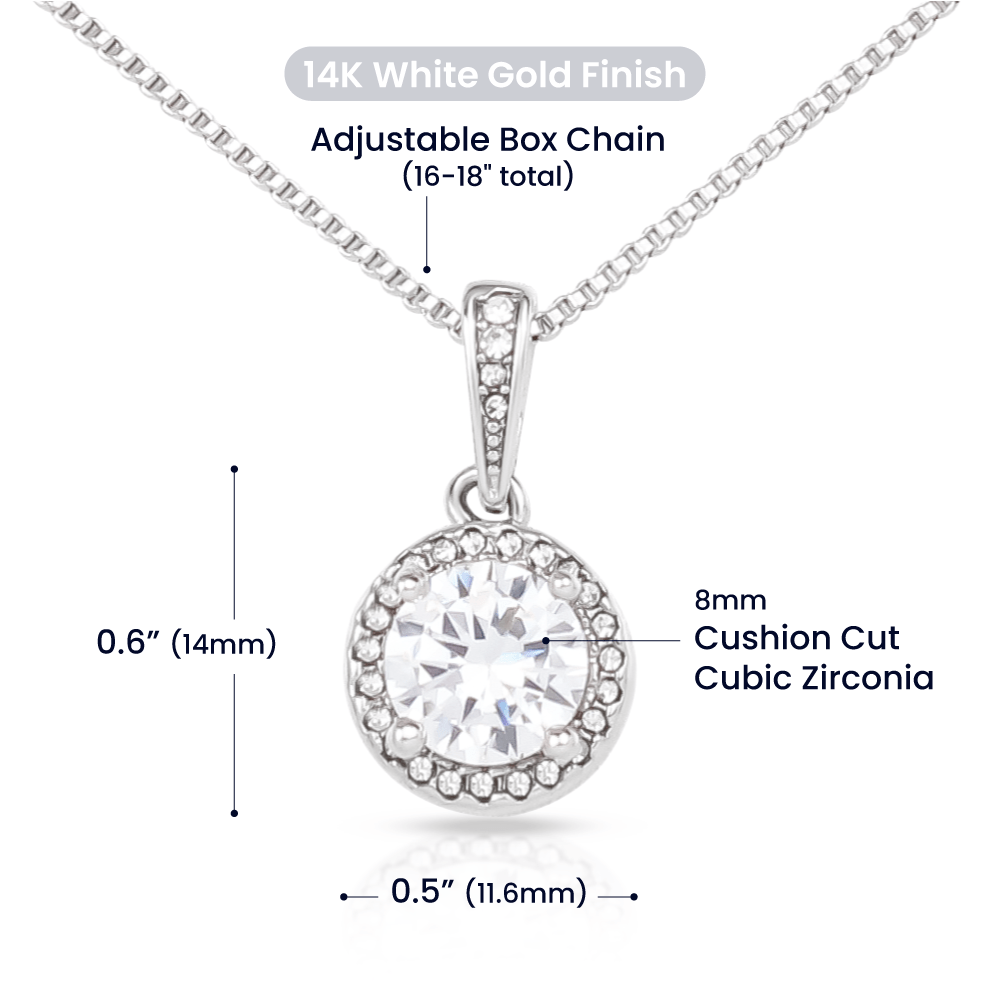 Christmas Gift Necklace For Her | White Gold Pendant with Cubic Zirconia Stones