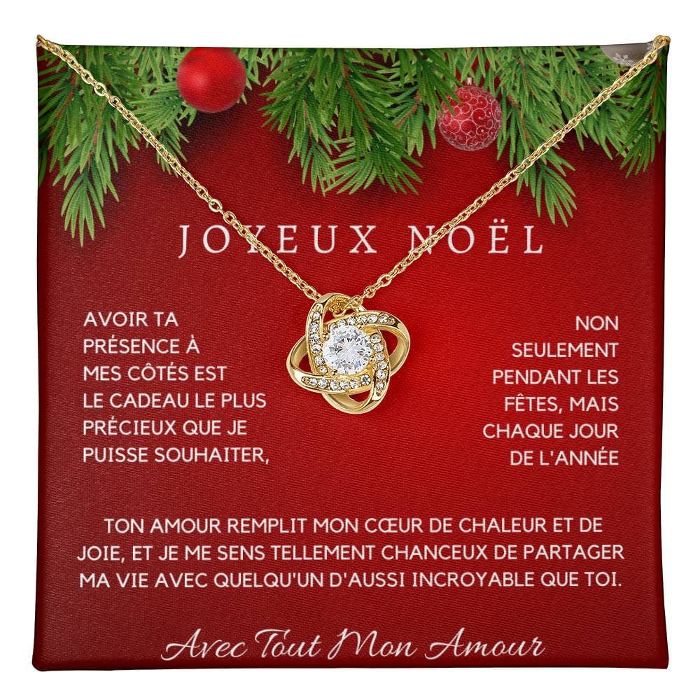 Collier Joyeux Noël en Or Blanc 14K ou Or Jaune 18K avec Zircon Cubique