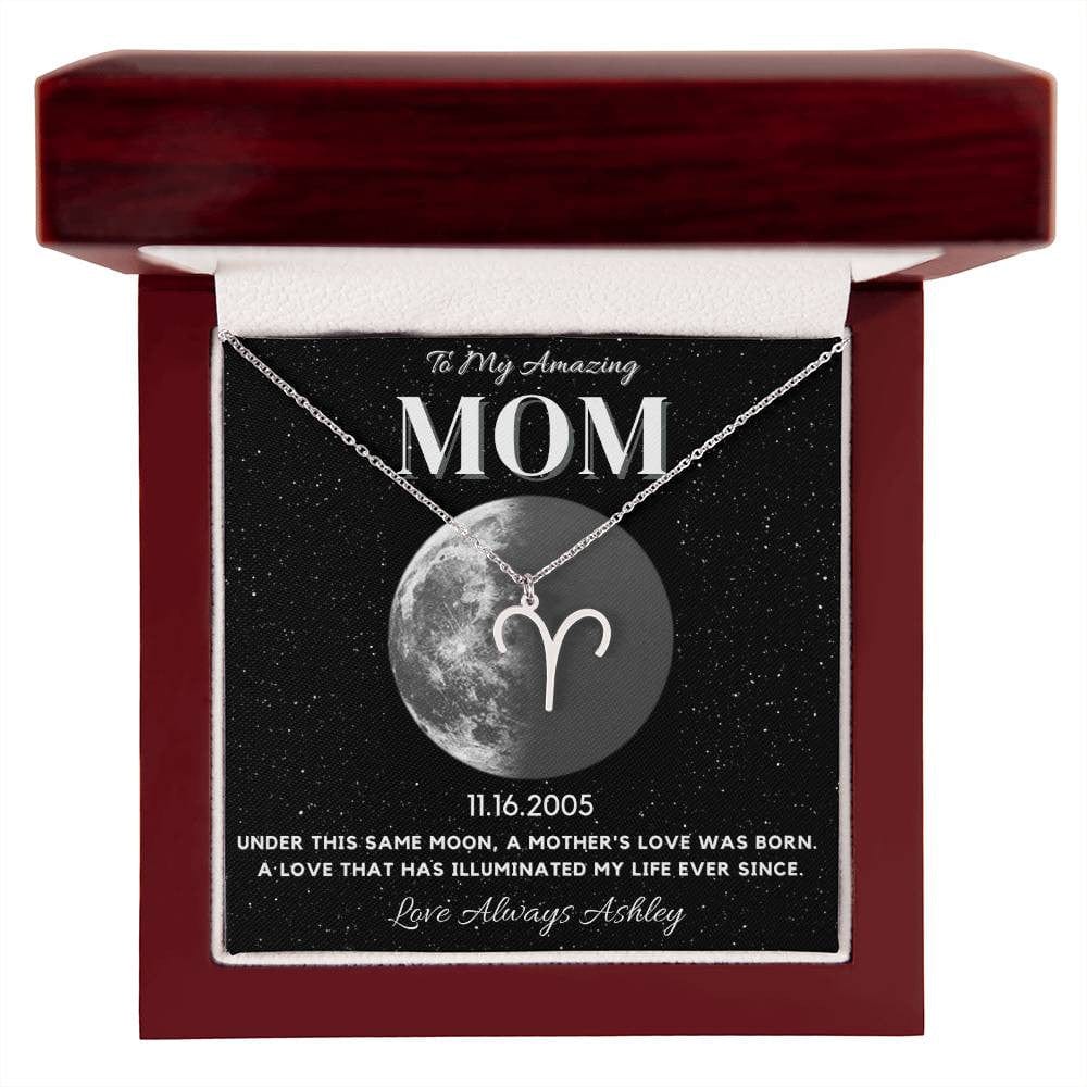 ✨ Zodiac & Moon Phase Necklace – A Personalized Gift for Moms ✨