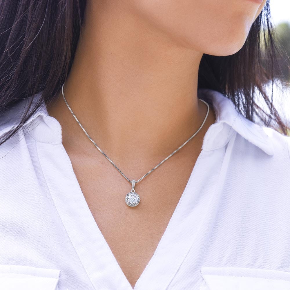 Christmas Necklace Gift For Her - 14K White Gold With Sparkling Cubic Zirconia