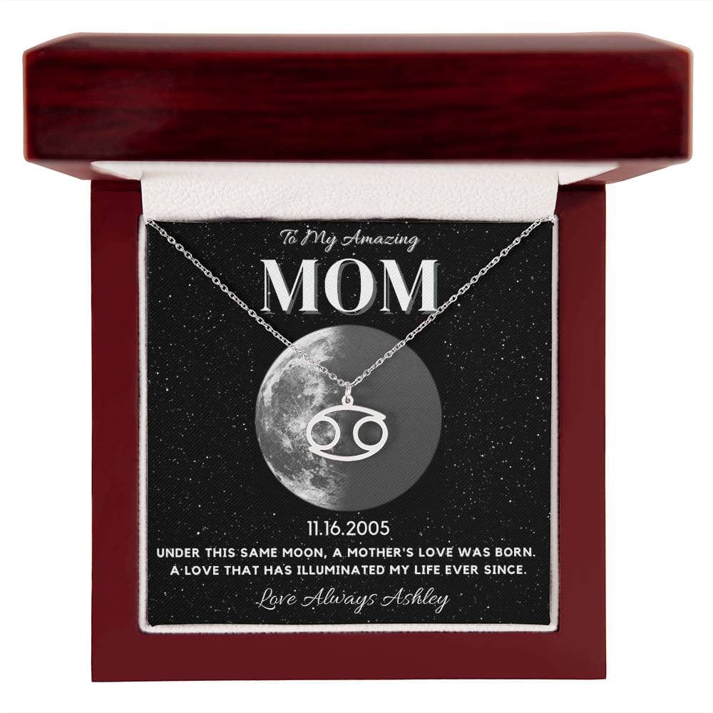 ✨ Zodiac & Moon Phase Necklace – A Personalized Gift for Moms ✨