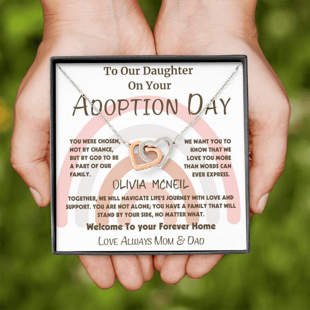 Adoption Necklace for Daughter | Interlocking Hearts Gift From Us