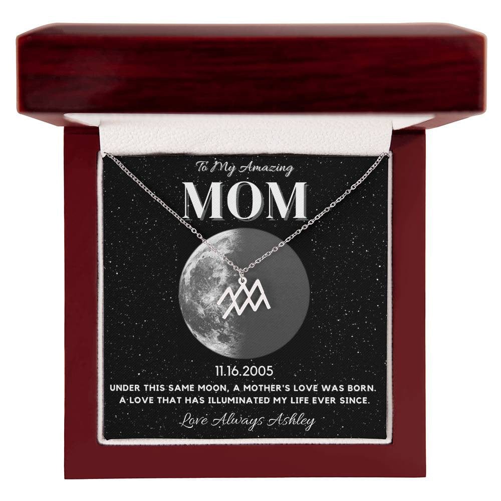 ✨ Zodiac & Moon Phase Necklace – A Personalized Gift for Moms ✨