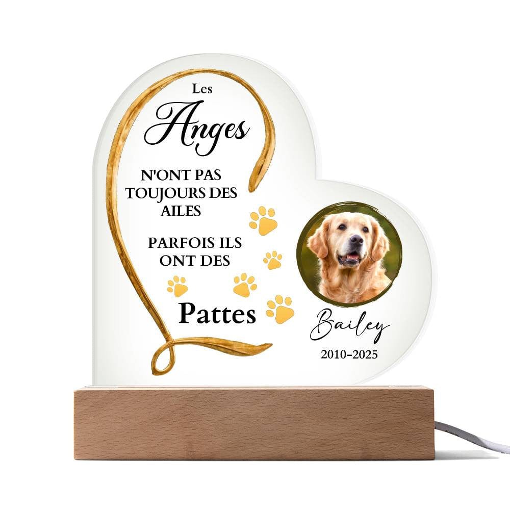 Plaque Commémorative LED en Cœur pour Animal de Compagnie
