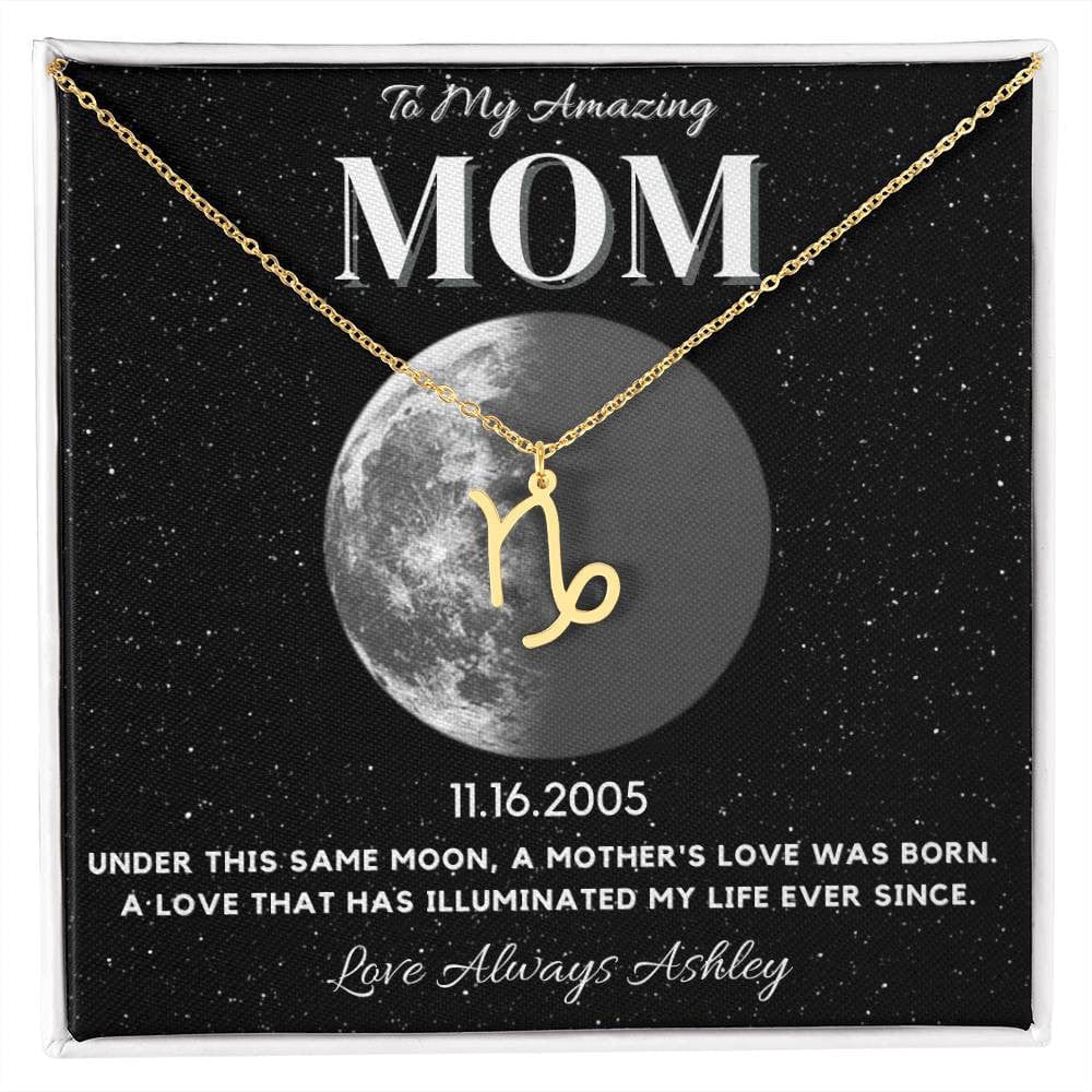 ✨ Zodiac & Moon Phase Necklace – A Personalized Gift for Moms ✨