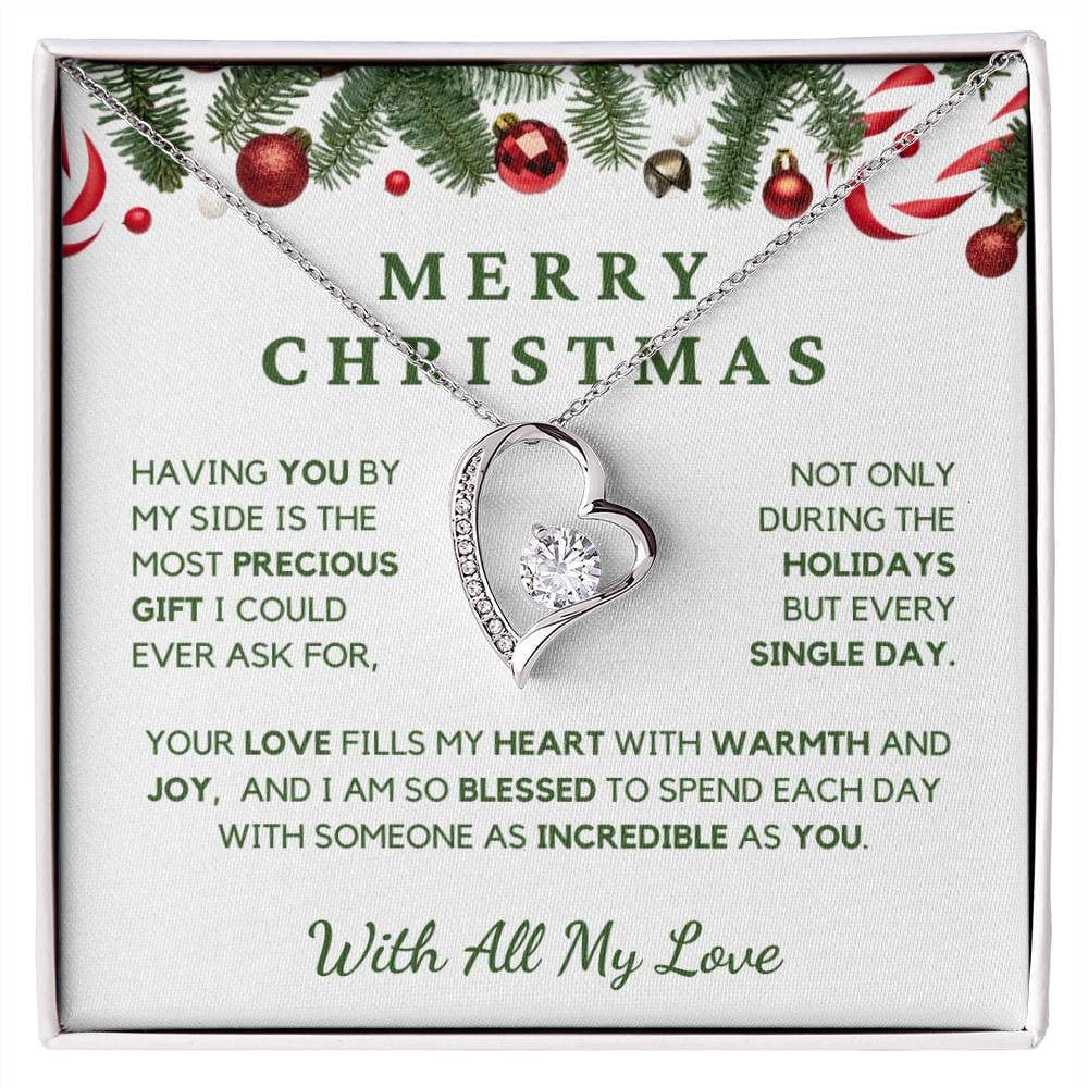 Romantic Christmas Gift for Her with Heartfelt Message - Forever Love Necklace