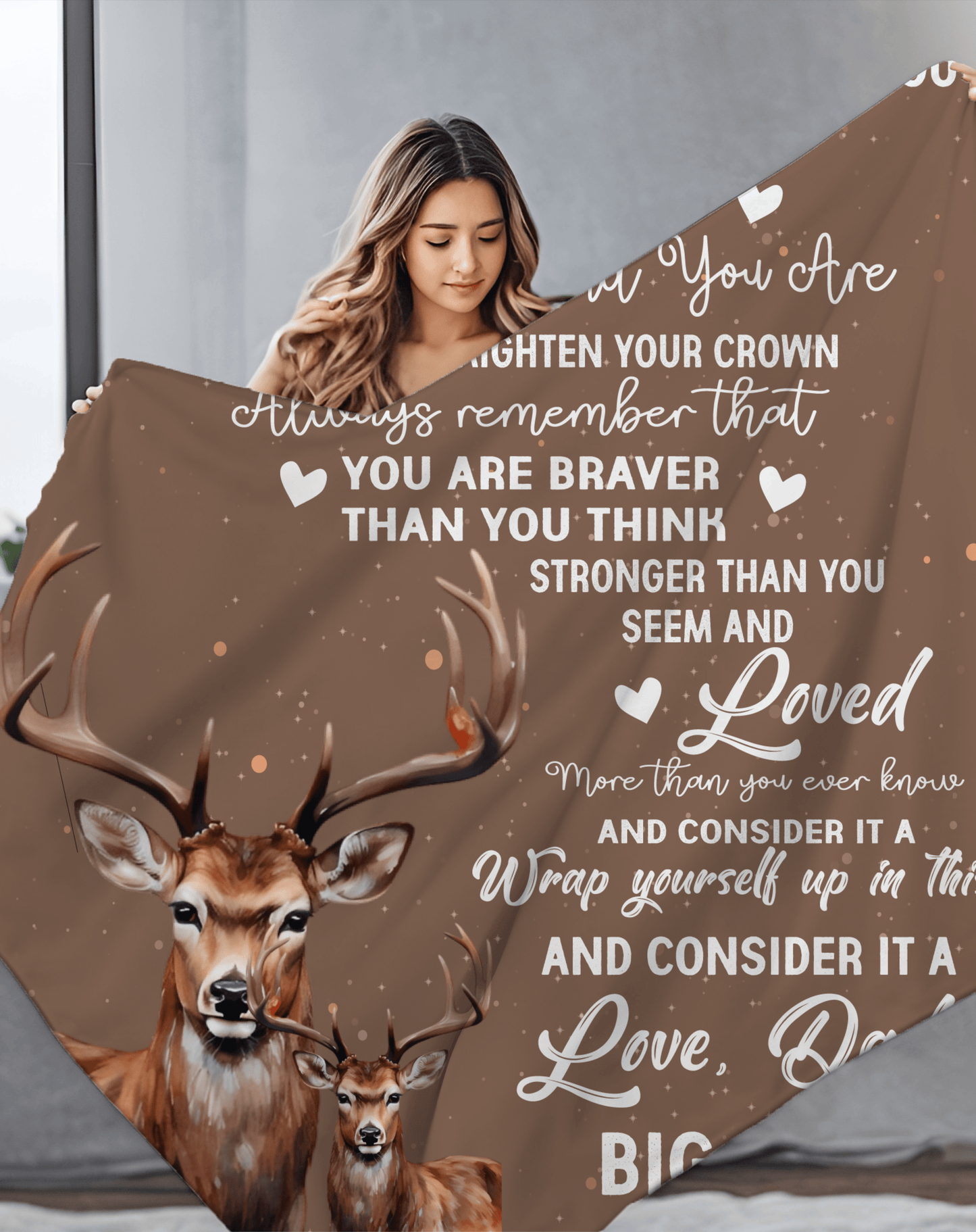 To My Daughter - Deer Theme Blanket - A Hug From Dad