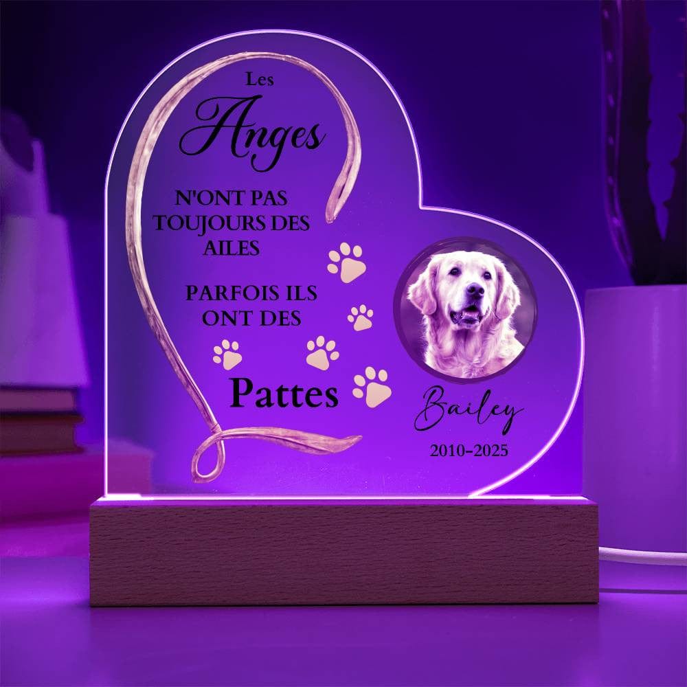 Plaque Commémorative LED en Cœur pour Animal de Compagnie