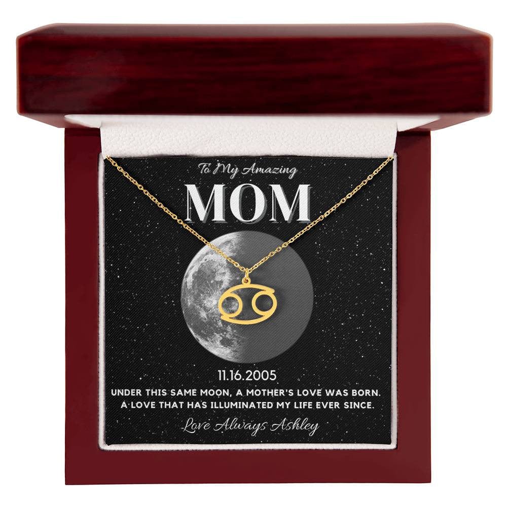 ✨ Zodiac & Moon Phase Necklace – A Personalized Gift for Moms ✨