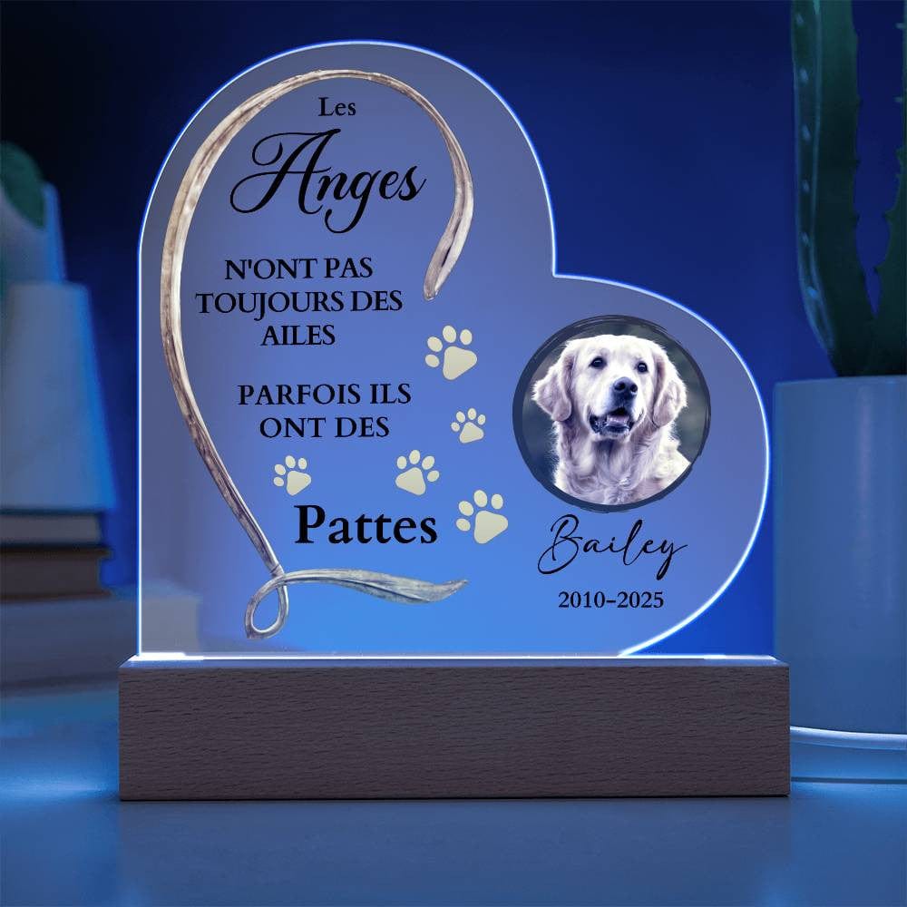 Plaque Commémorative LED en Cœur pour Animal de Compagnie