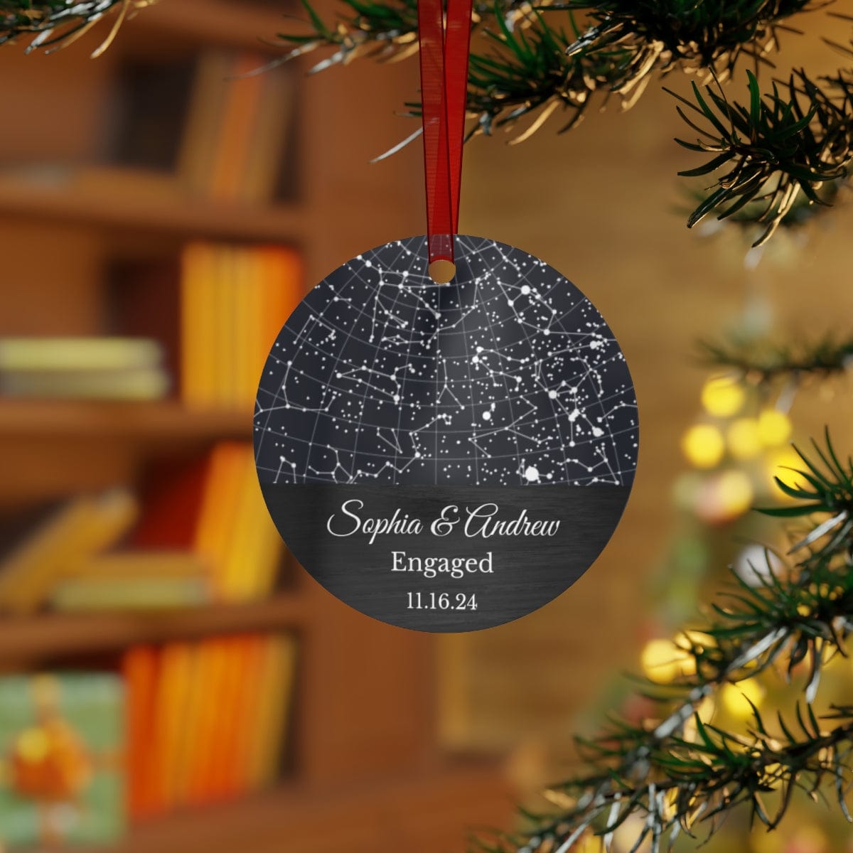 Christmas Ornament - Custom Engagement Star Map & Photo Ornament