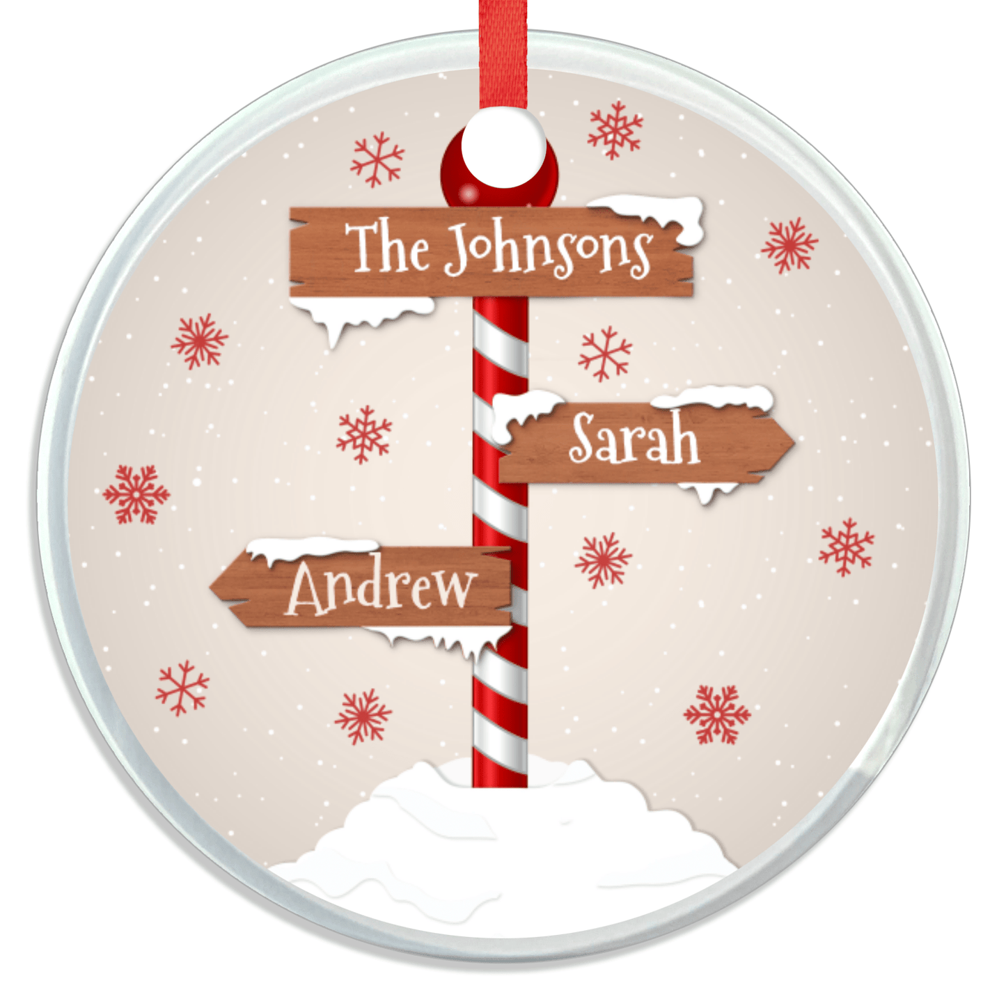 Christmas Ornament - Personalized Family - Custom Name Signpost