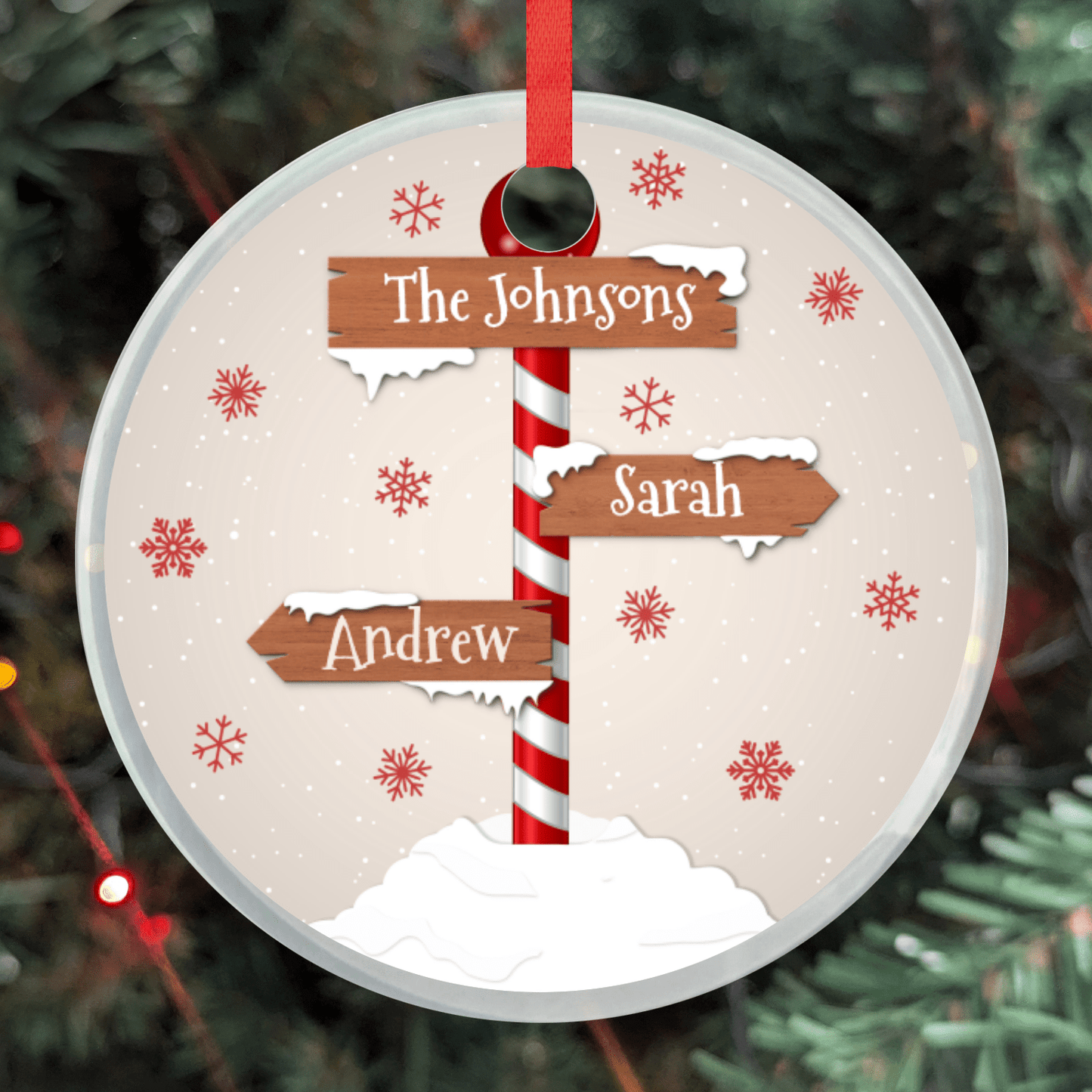Christmas Ornament - Personalized Family - Custom Name Signpost