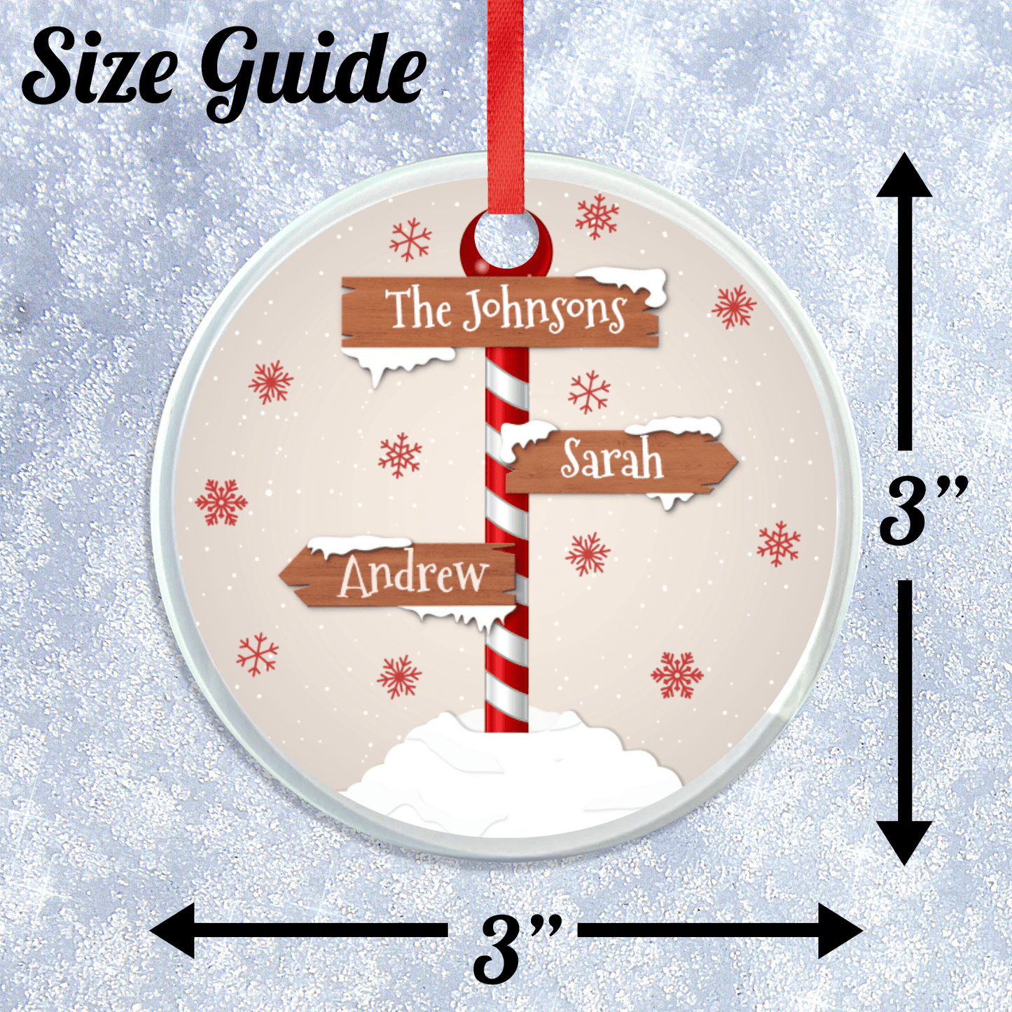 Christmas Ornament - Personalized Family - Custom Name Signpost
