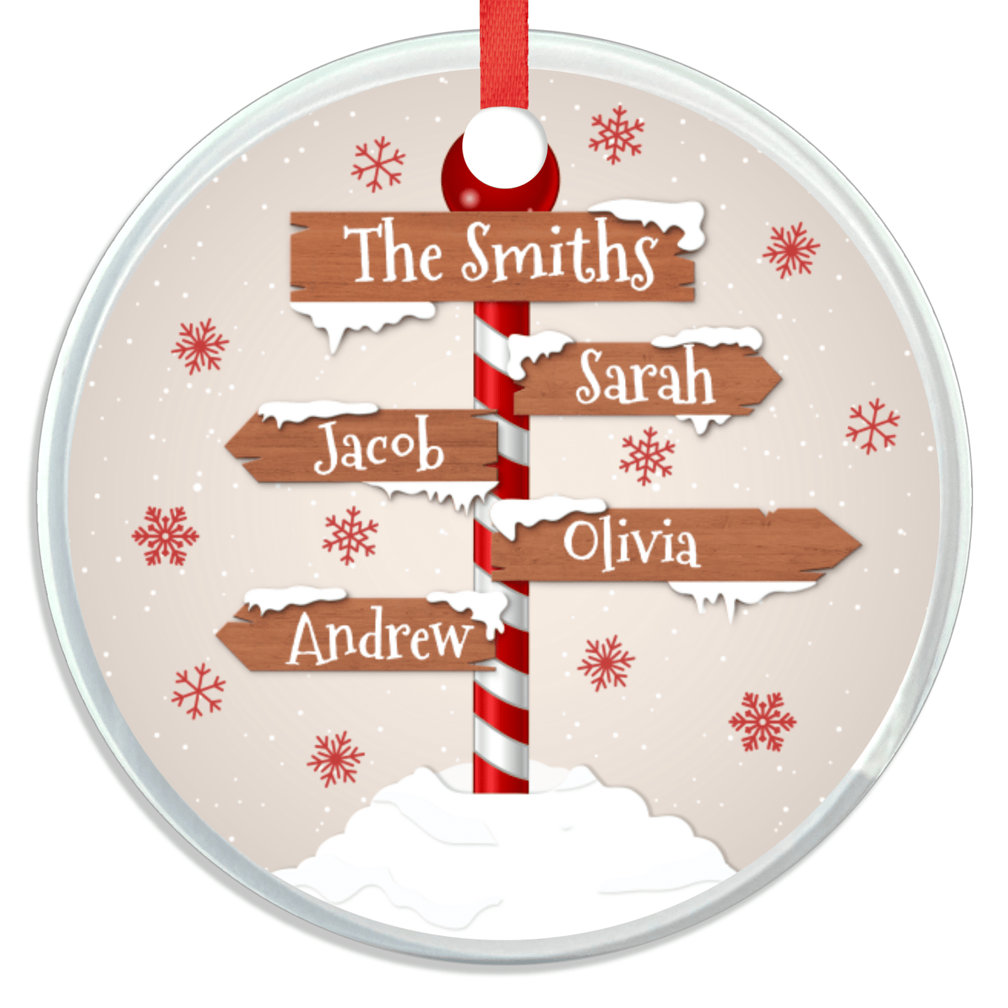 Christmas Ornament - Personalized Family - Custom Name Signpost