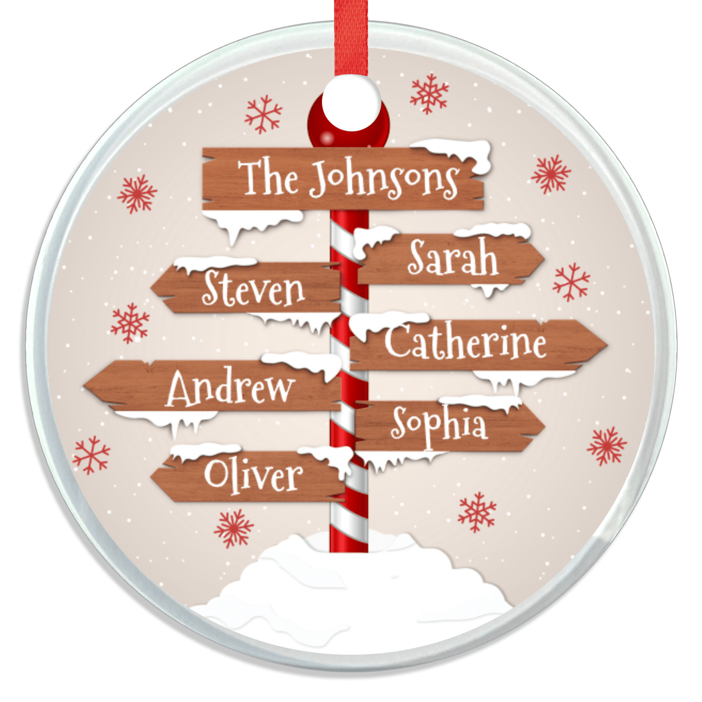 Christmas Ornament - Personalized Family - Custom Name Signpost