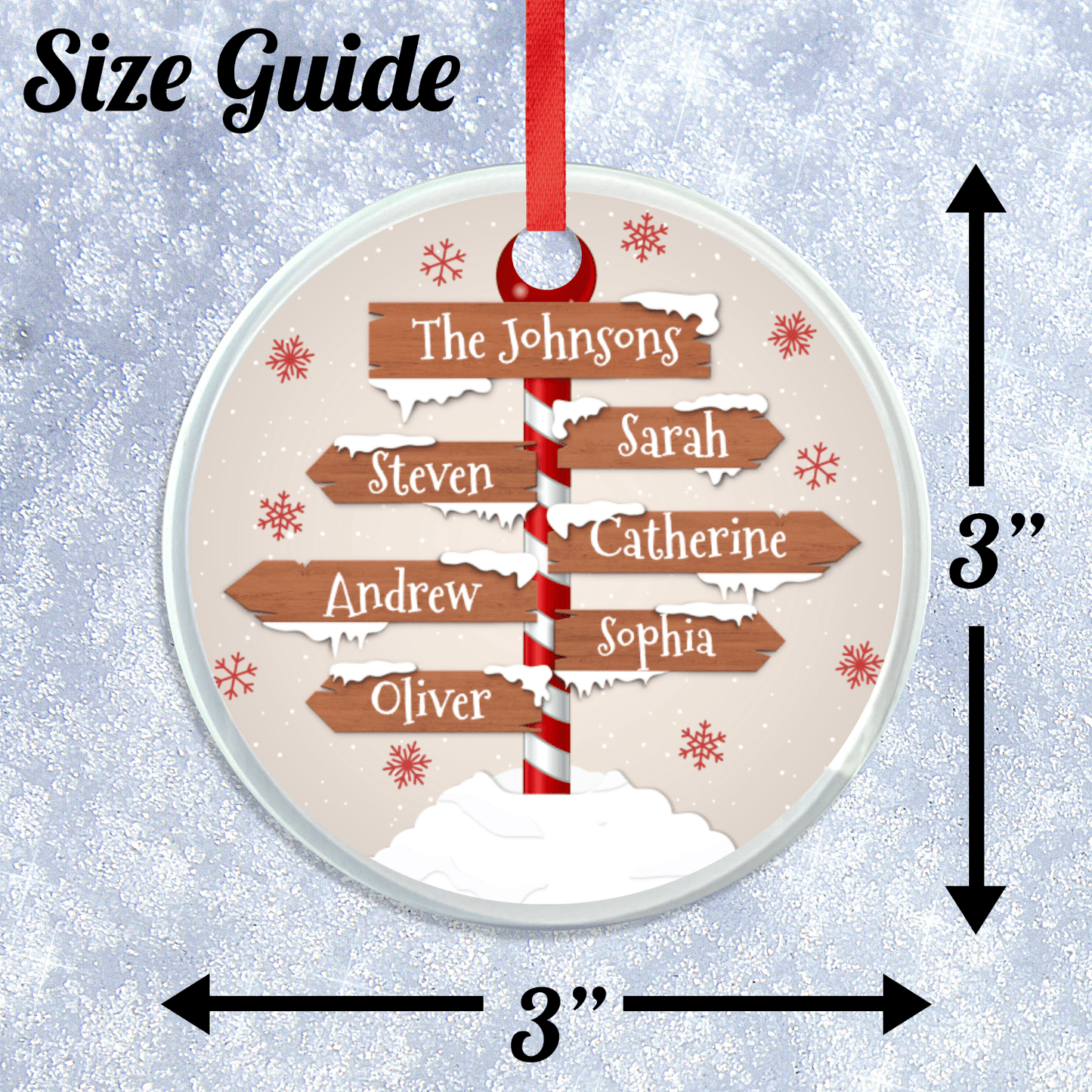 Christmas Ornament - Personalized Family - Custom Name Signpost