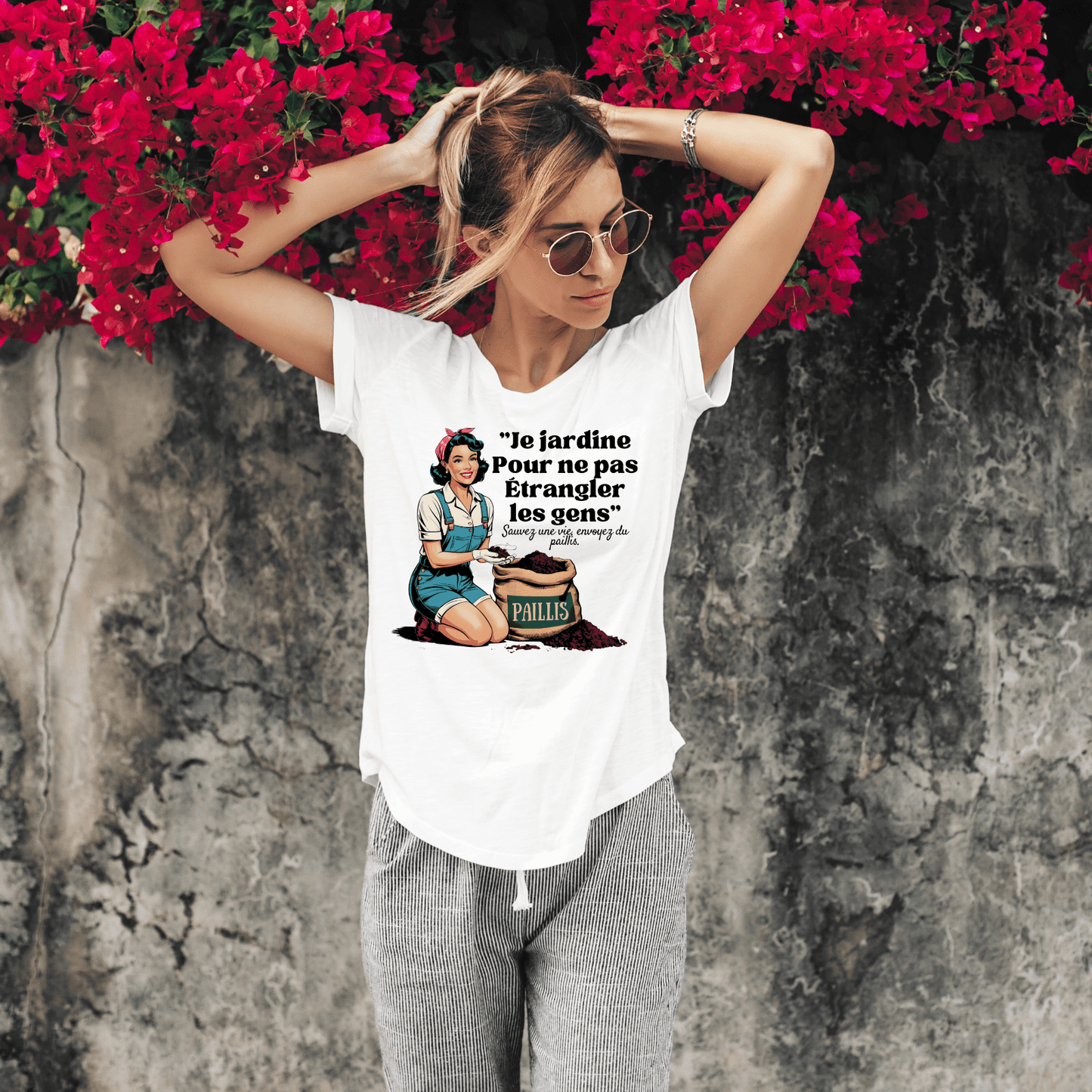 T-shirt Humour Jardinier - "Sauvez une vie, envoyez du paillis"