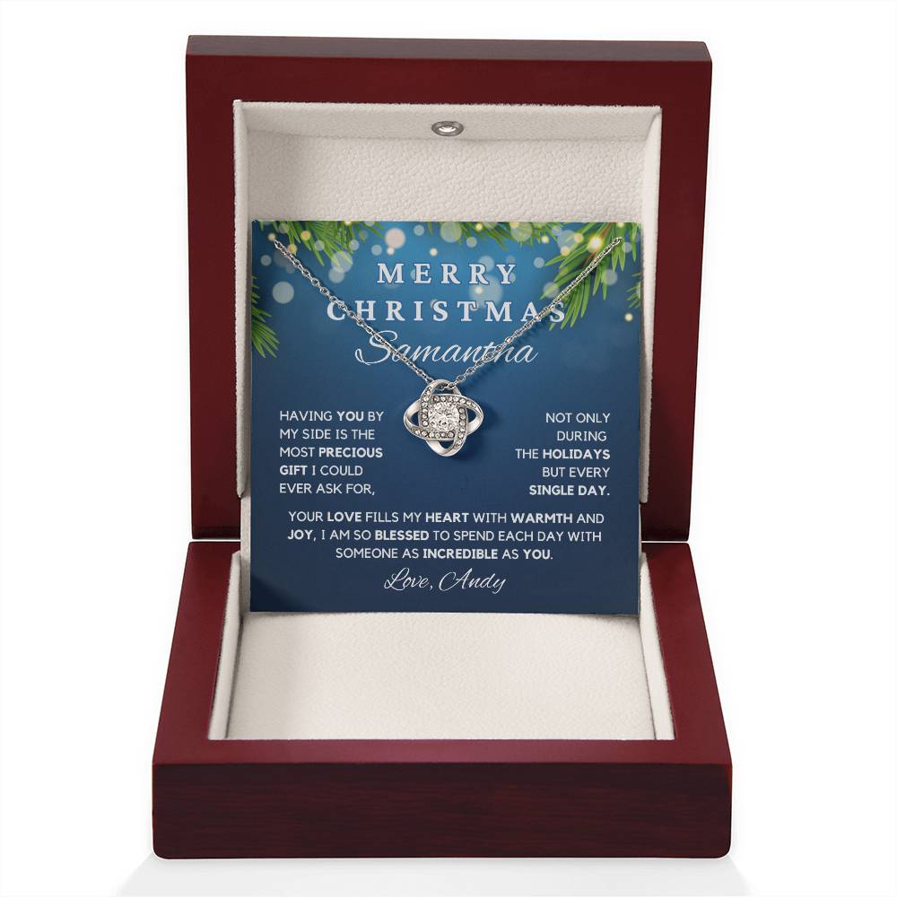 Merry Christmas Love Knot Necklace