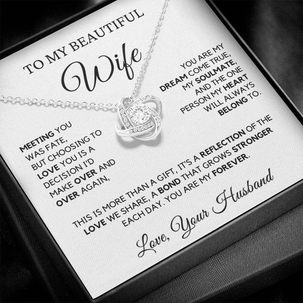 To My Beautiful Wife – Elegant Love Knot Necklace | Gift From Husband