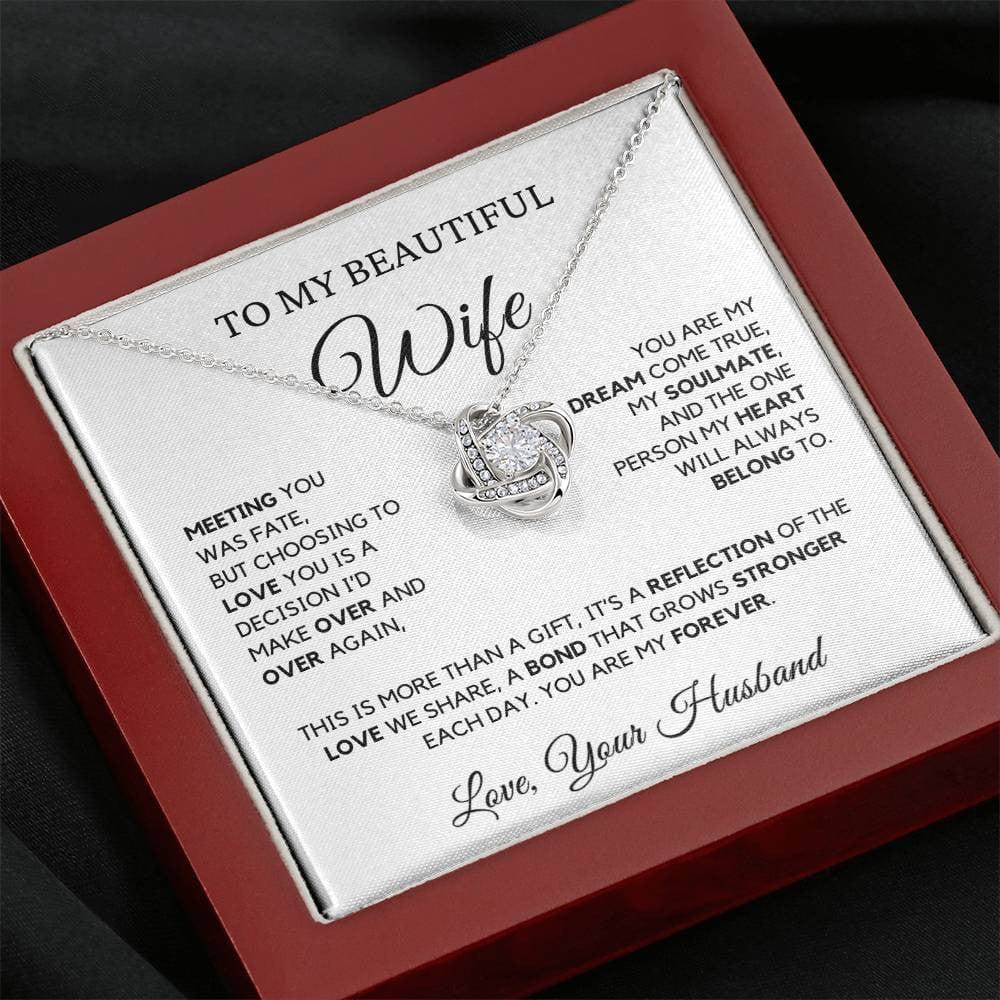 To My Beautiful Wife – Elegant Love Knot Necklace | Gift From Husband