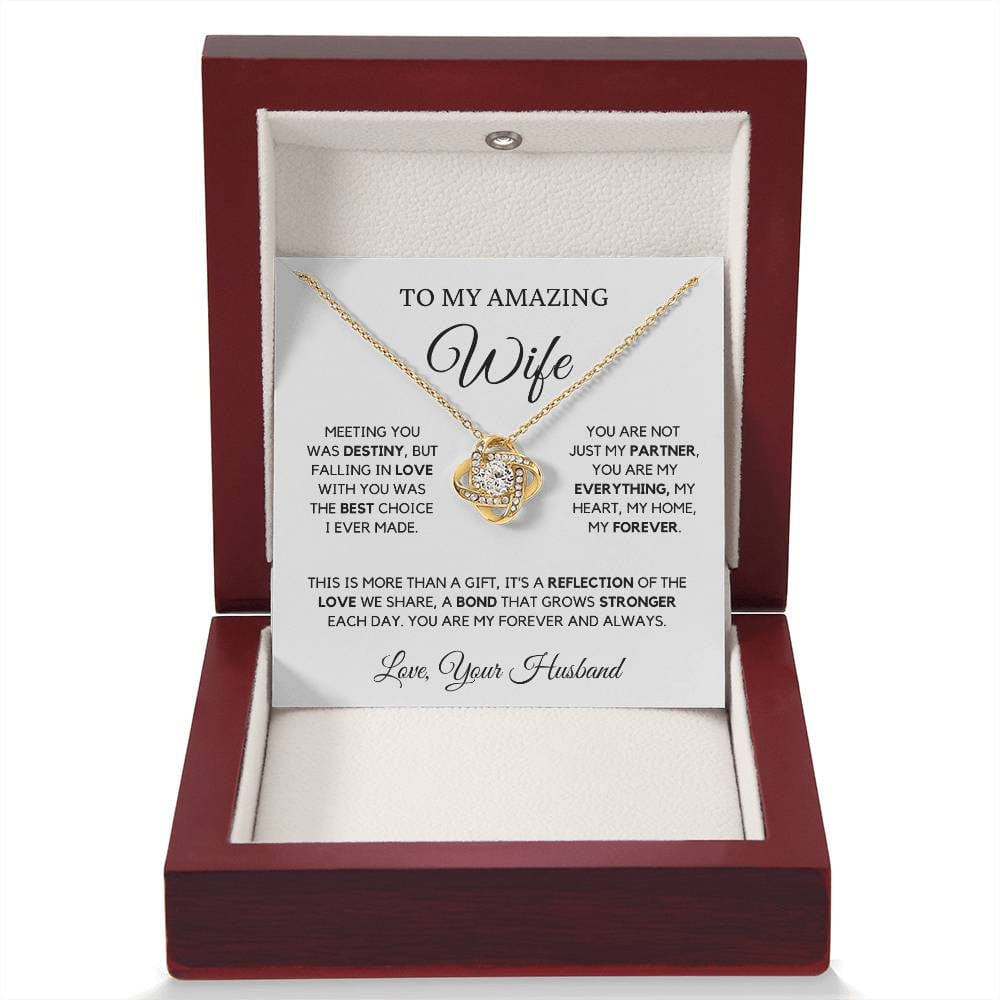 Gift for Wife from Husband | Love Knot Necklace Yellow or White Gold