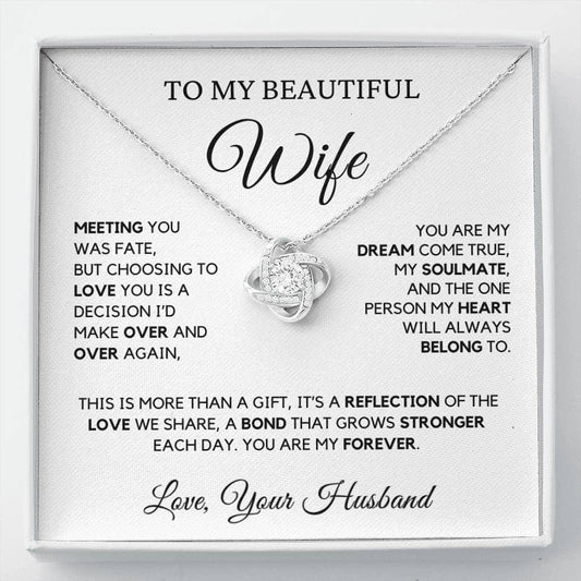 To My Beautiful Wife – Elegant Love Knot Necklace | Gift From Husband